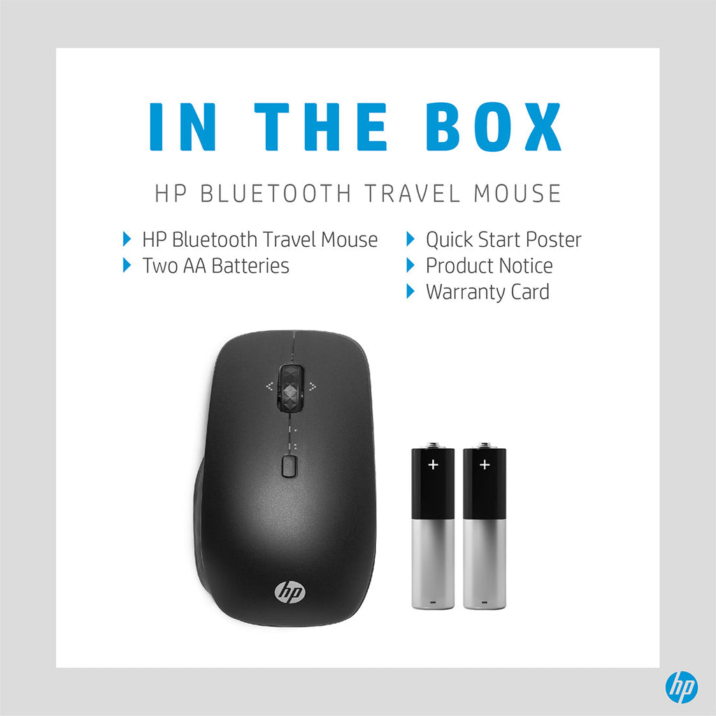 HP Bluetooth Travel Mouse with 5-buttons and Trackon-glass Sensor