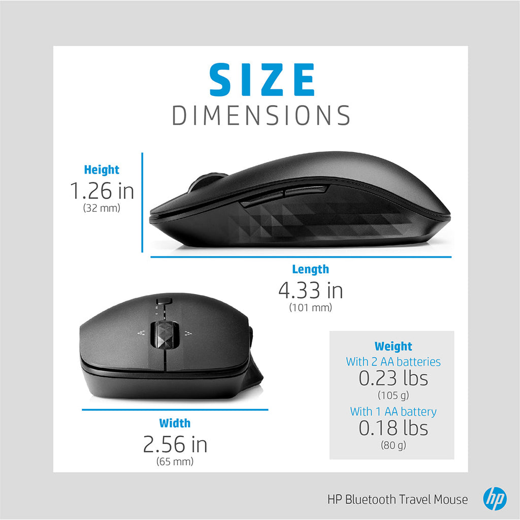 HP Bluetooth Travel Wireless Mouse with Trackon-glass Sensor and 5 Buttons