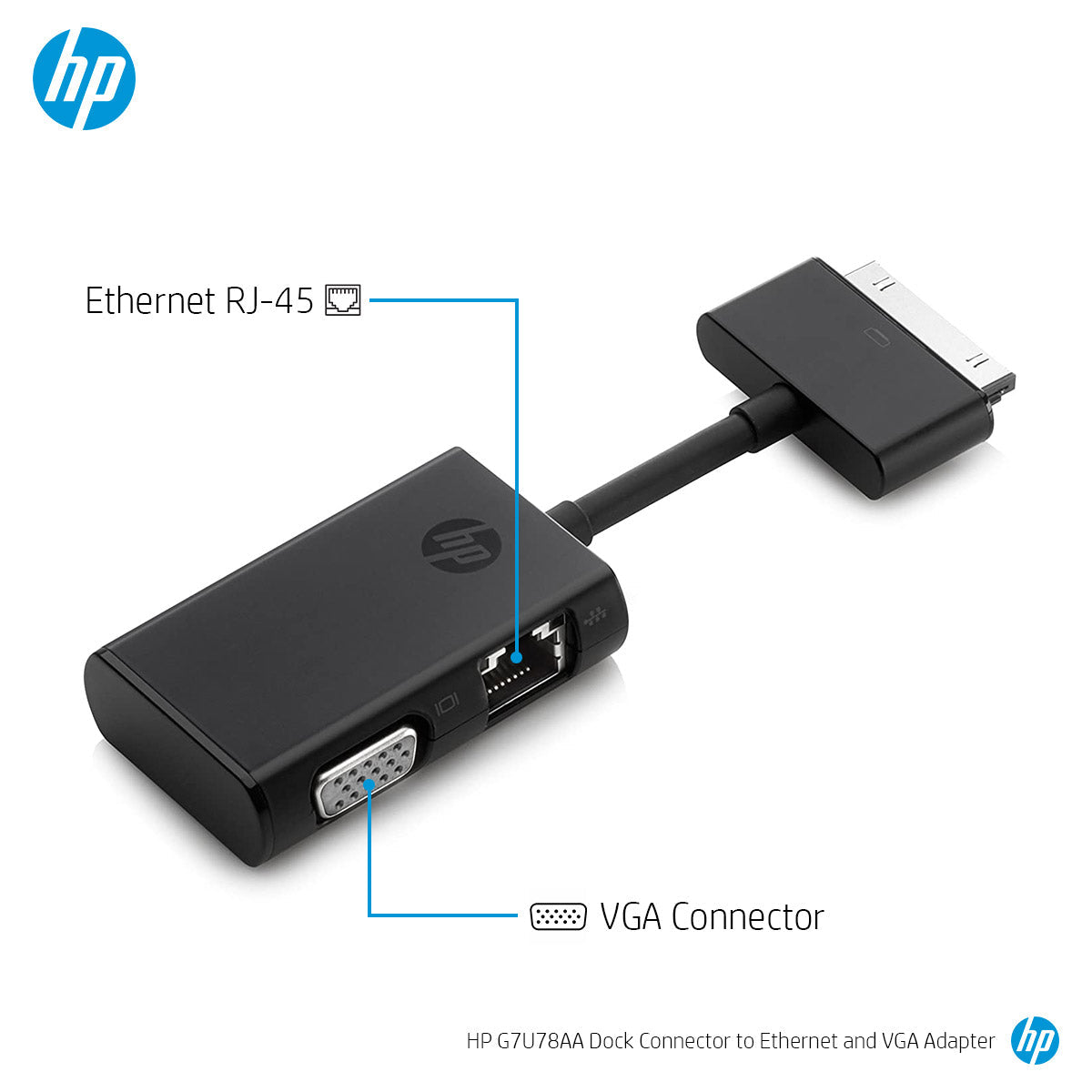 HP Dock Connector to Ethernet and VGA Adapter for EliteBook Folio Ultrabooks
