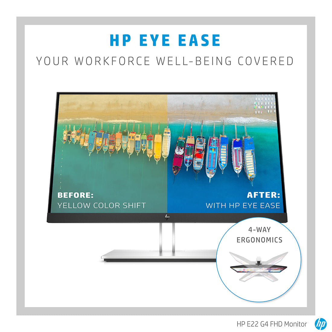 HP E22 G5 21.5 Inch Full HD IPS Monitor with HP Eye Ease and 4-way Monitor Adjustability