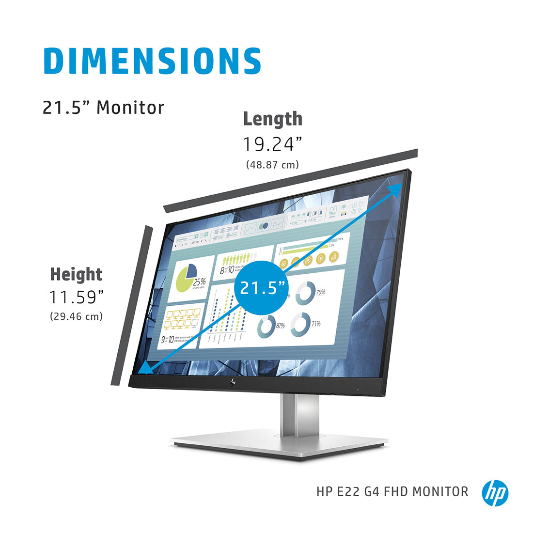 HP E22 G5 21.5 Inch Full HD IPS Monitor with HP Eye Ease and 4-way Monitor Adjustability