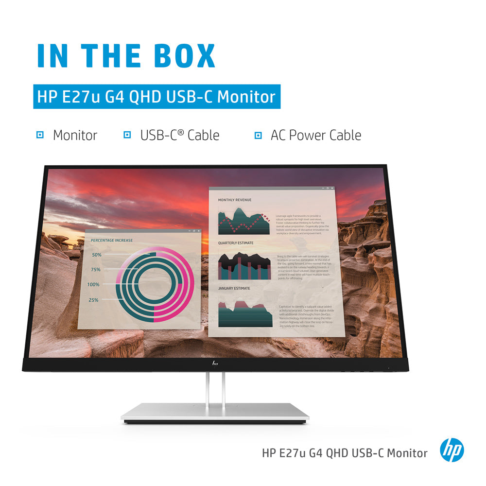 HP E27u G4 27-inch QHD IPS Monitor with USB Type-C and HP Eye Ease