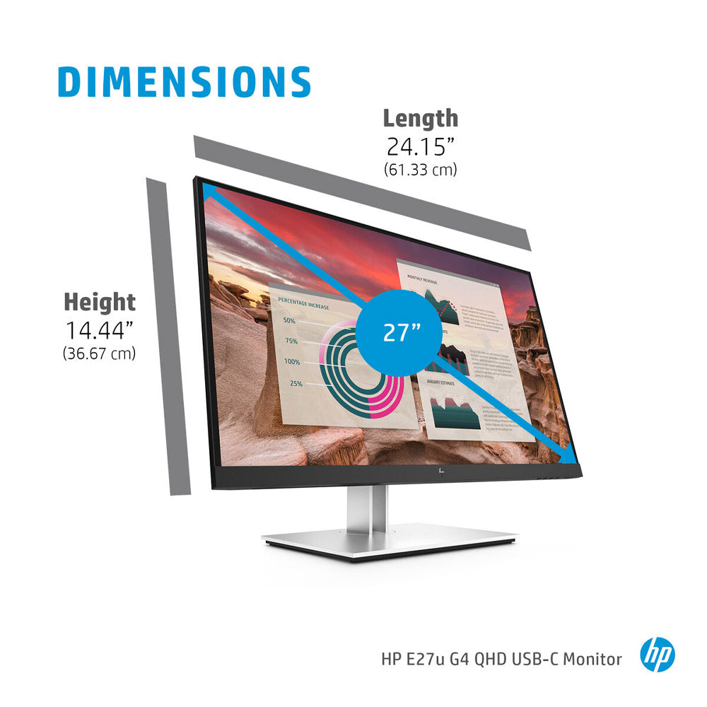 HP E27u G4 27-inch QHD IPS Monitor with USB Type-C and HP Eye Ease