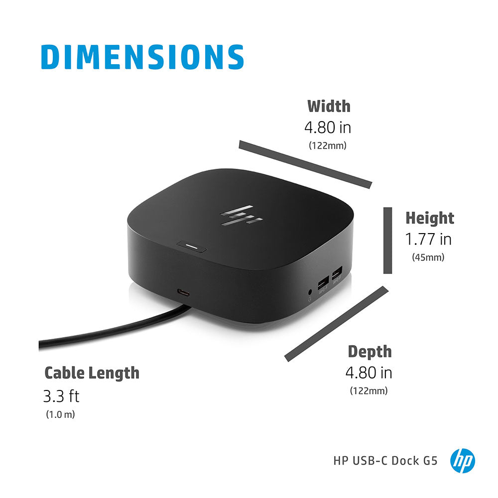 HP USB-C Dock G5 Docking Station with Thunderbolt RJ-45 Port and Up to 3 Displays Connectivity
