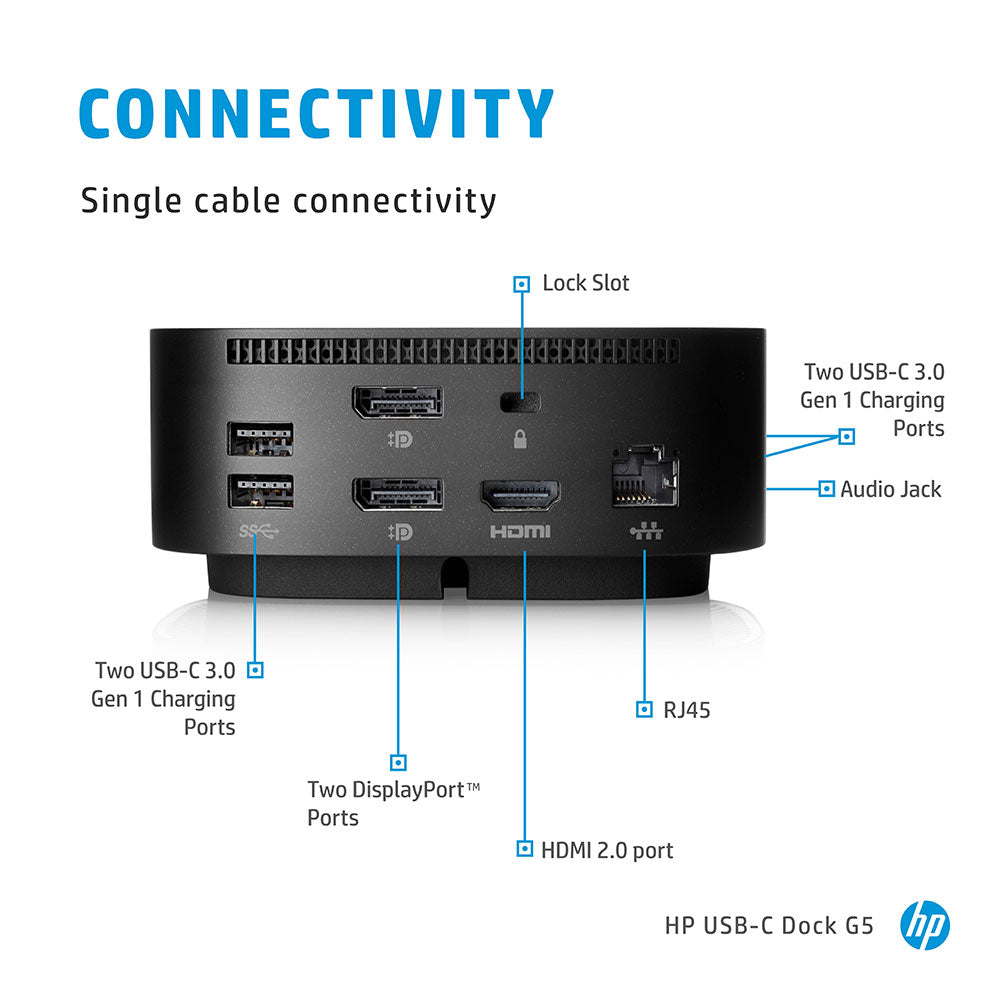 HP USB-C Dock G5 Docking Station with Thunderbolt RJ-45 Port and Up to 3 Displays Connectivity