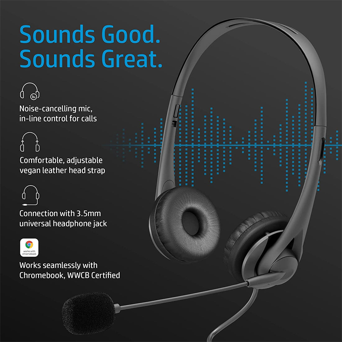 HP G2 Stereo 3.5mm Headset with Noise Cancelling and Volume Control