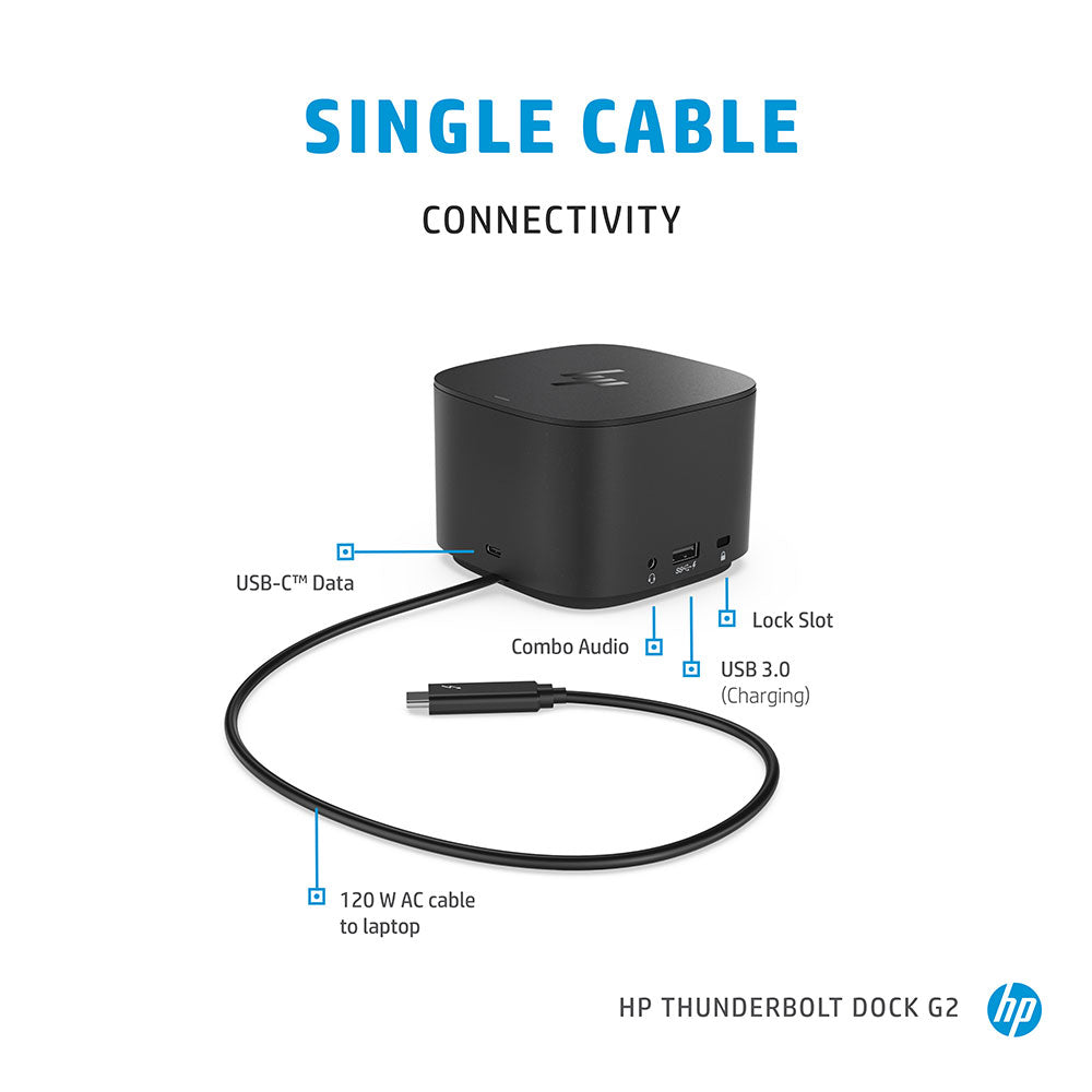HP Thunderbolt G2 230W Docking Station with Combo Cable RJ-45 Port USB-C and Up to 2 Displays Connectivity