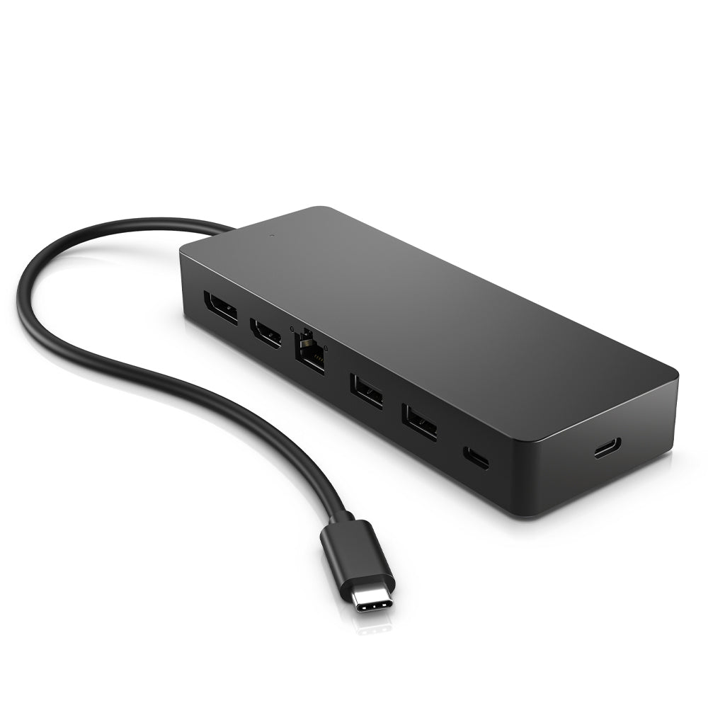 HP Universal USB-C Multiport Hub, HDMI Port, RJ45 Ethernet Port, DisplayPort 1.2 Ports, 4K Dual Outputs, USB-A, 3.2 Ports, USB-C Passthrough