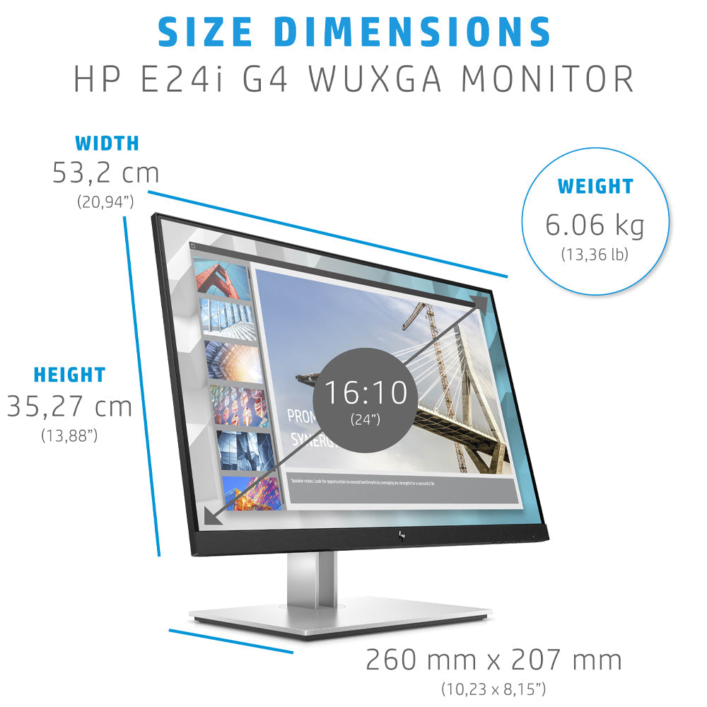 HP E24i G4 24-inch WUXGA IPS Monitor with USB 3.2 and HP Eye Ease