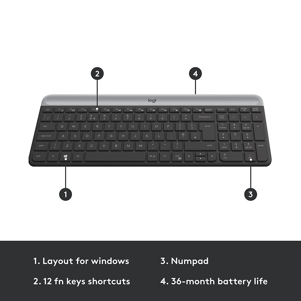 Logitech MK470 Slim 2.4GHz USB Wireless Keyboard and Mouse Combo