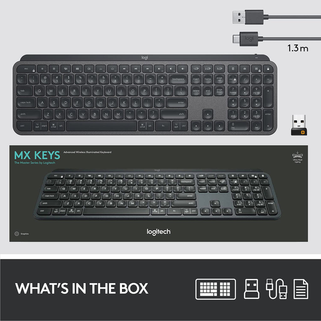 Logitech Mx Keys Advanced Illuminated Wireless Multimedia Keyboard