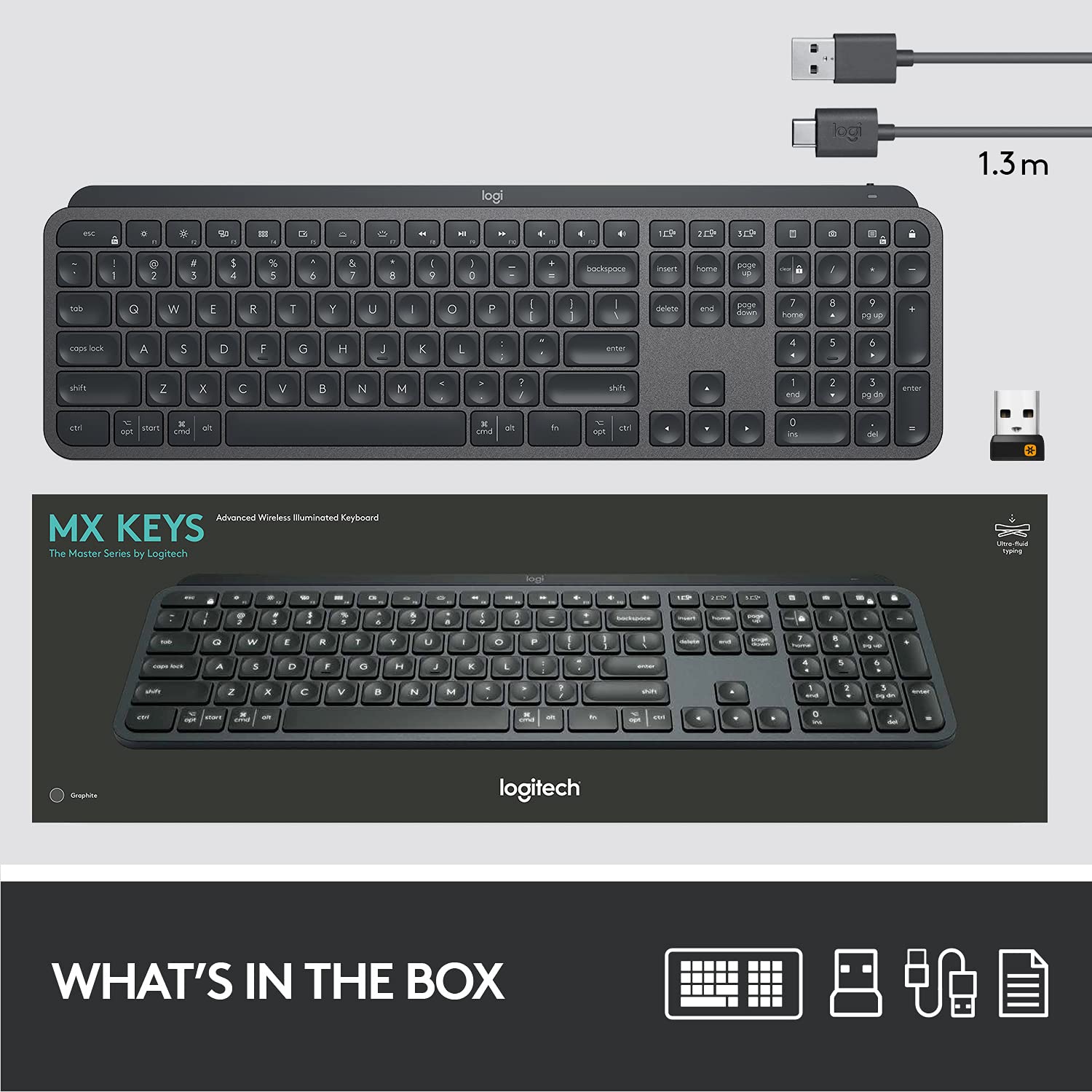 Logitech Mx Keys Advanced Illuminated Wireless Multimedia Keyboard