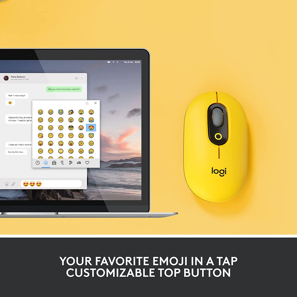 Logitech POP Optical Wireless Mouse - Yellow