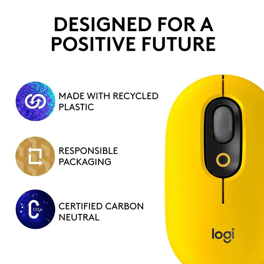 Logitech POP Optical Wireless Mouse - Yellow