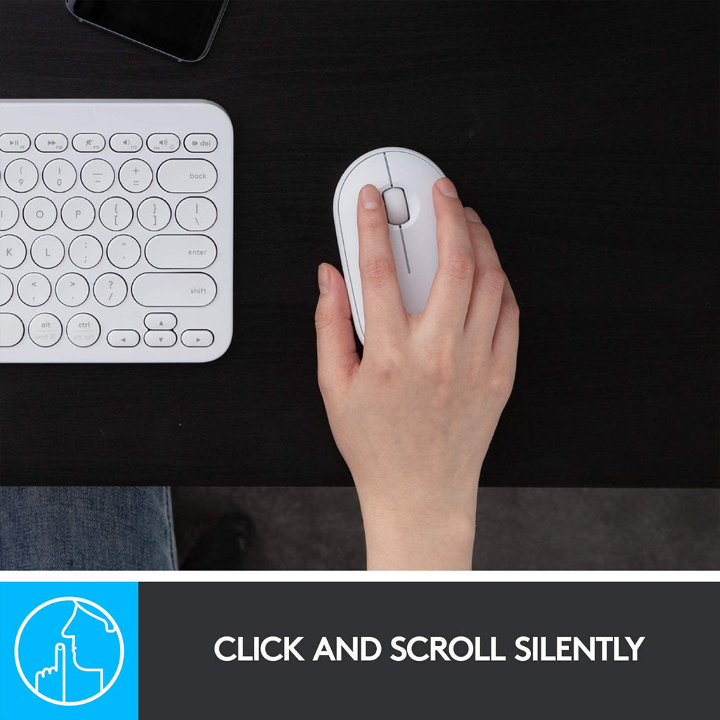 Logitech Pebble M350 Wireless Optical Silent Mouse with Dual Connectivity - White
