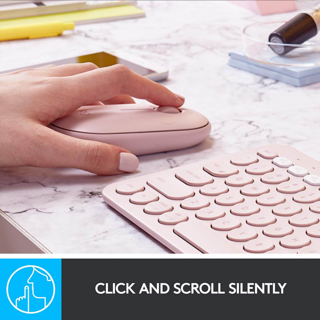 Logitech Pebble M350 Wireless Optical Silent Mouse with Dual Connectivity - Rose