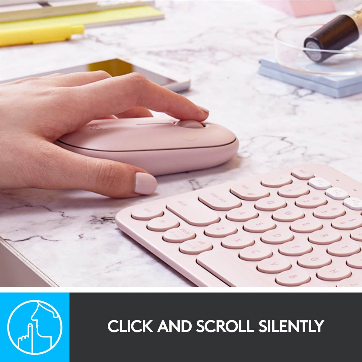 Logitech Pebble M350 Wireless Optical Silent Mouse with Dual Connectivity - Rose
