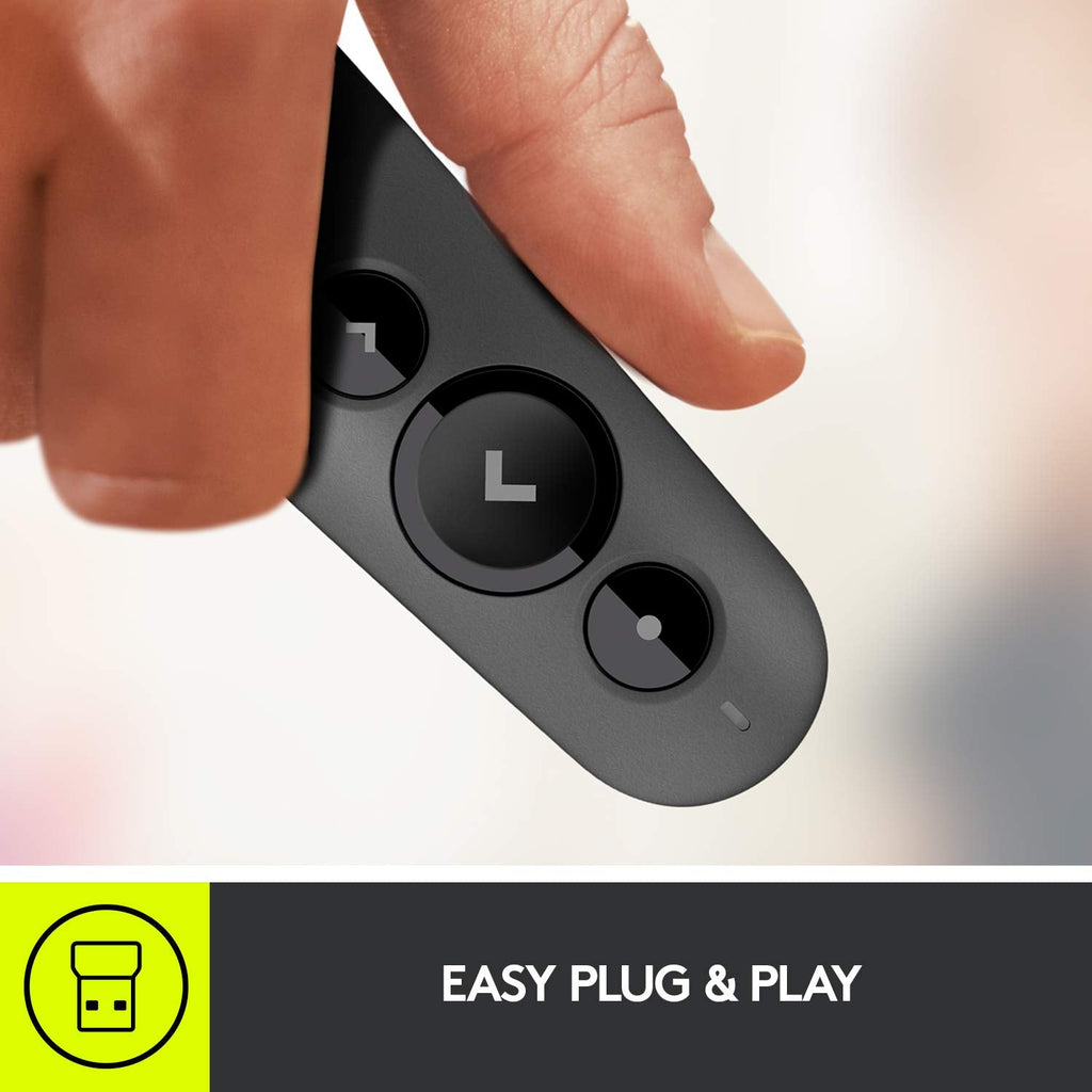 Logitech R500s Wireless Laser Presentation Remote With Broad Compatibility - Graphite