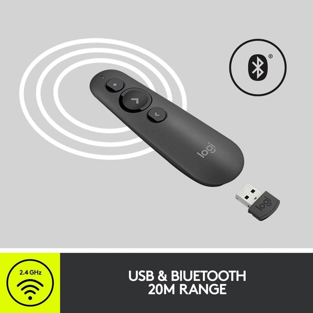 Logitech R500s Wireless Laser Presentation Remote With Broad Compatibility - Graphite