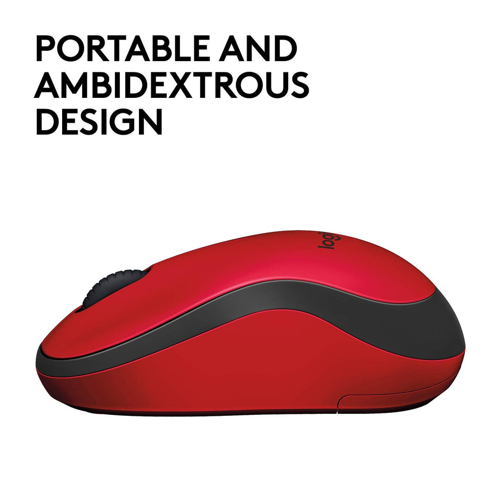 Logitech M221 1000DPI Silent 2.4GHz Wireless Optical Mouse - Red