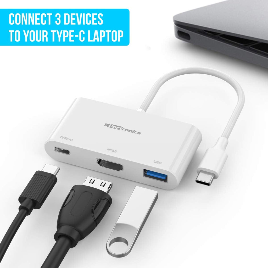 [RePacked] Portronics C-Konnect 3-in-1 USB Type-C Adapter with 100W Power Delivery and 4K Support