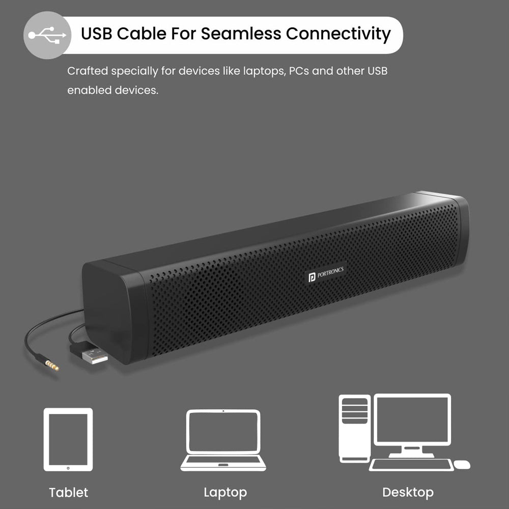 Portronics In Tune 2 6W Portable Wired USB Speaker with Dual Connectivity