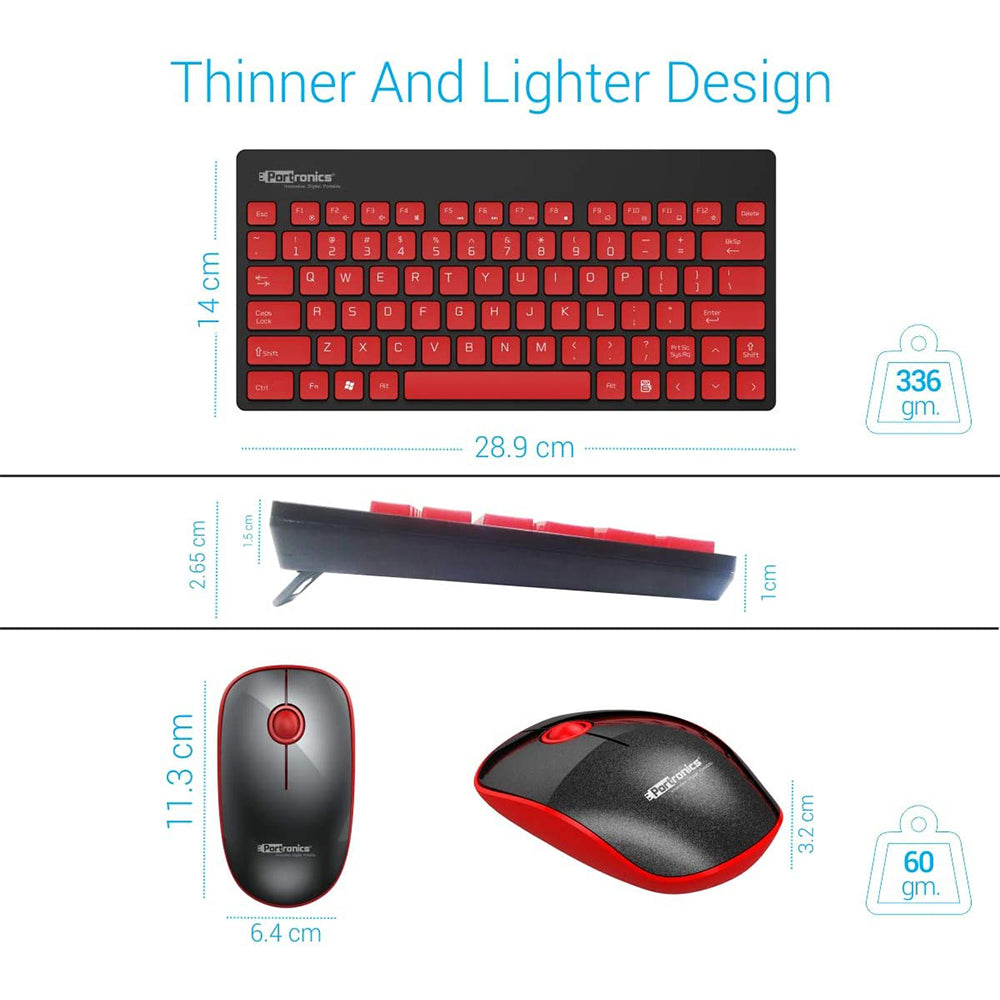Portronics Key2-A Combo Wireless Keyboard and 1500DPI Optical Mouse Combo