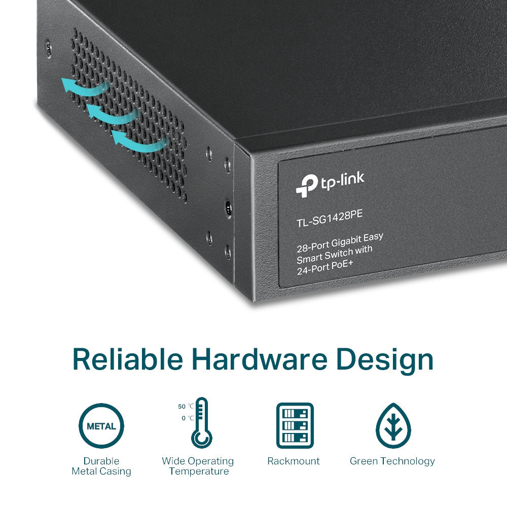 TP-Link TL-SG1428PE 28 Port Gigabit Easy Smart Switch with 24-Port PoE+