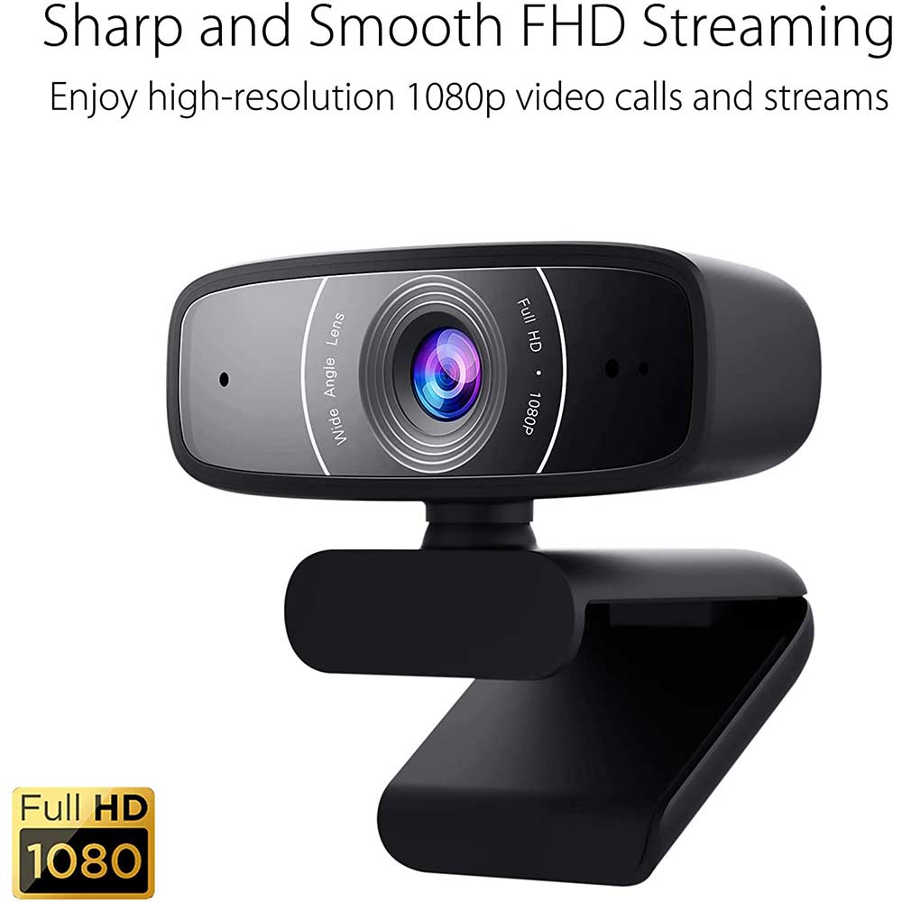 ASUS Webcam C3 1080P HD Web Camera with Built-in Mic and 360° Rotation