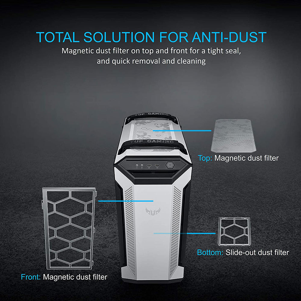 ASUS TUF Gaming GT501 White Edition E-ATX Mid Tower Cabinet with Three RGB 120mm Fans