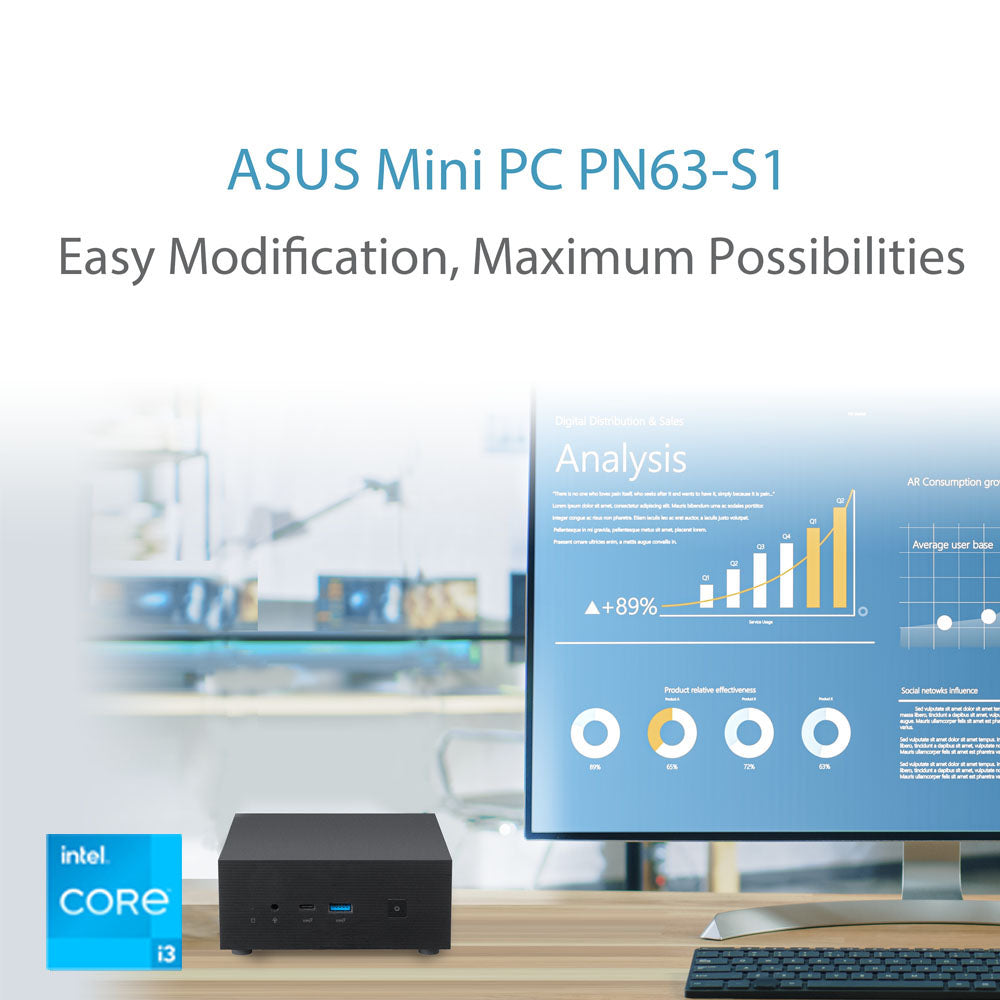 ASUS Mini PC PN63-S1 with Intel Core i3 Processor with WIFI 6E and USB 3.1 Type-C (No Pre-Installed Storage and Memory)