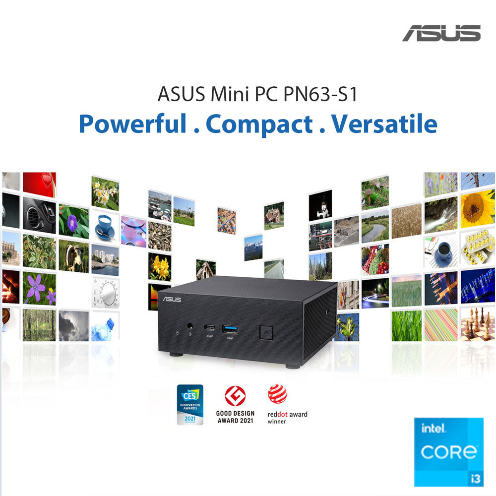 ASUS Mini PC PN63-S1 with Intel Core i3 Processor with WIFI 6E and USB 3.1 Type-C (No Pre-Installed Storage and Memory)