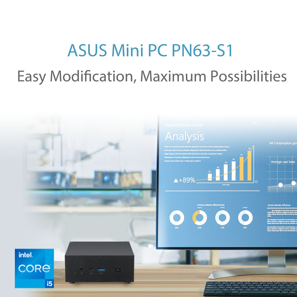 ASUS Mini PC PN63-S1 with Intel Core i5 Processor with WIFI 6E and USB 3.1 Type-C (No Pre-Installed Storage and Memory)