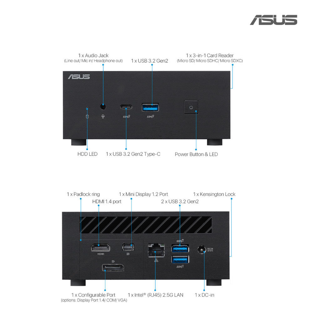 ASUS Mini PC PN63-S1 with Intel Core i3 Processor with WIFI 6E and USB 3.1 Type-C (No Pre-Installed Storage and Memory)