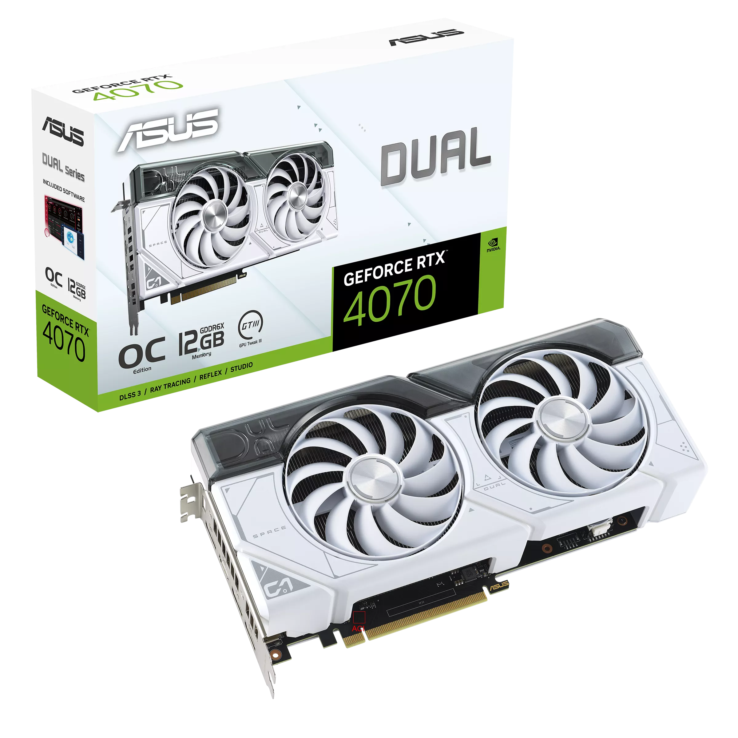 ASUS Dual GeForce RTX 4070 White OC 12GB GDDR6X 192-Bit Graphics Card