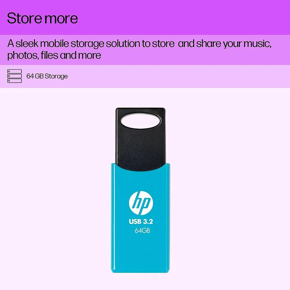 HP 64 GB 712w USB 3.2 Flash Drive - Blue