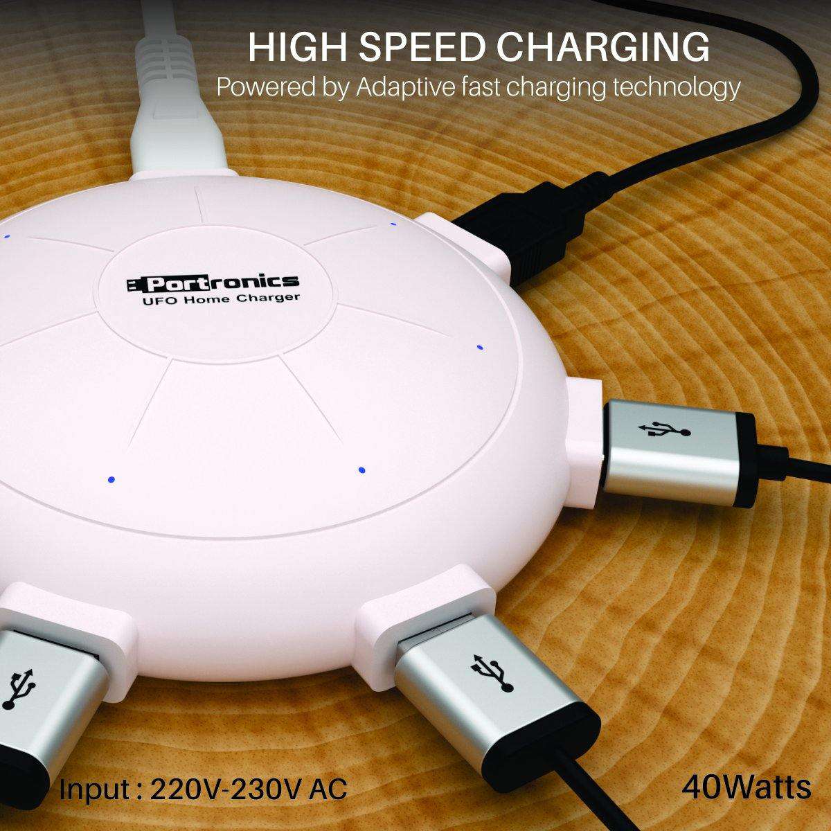 Portronics UFO Home Charging Station USB Hub with Six Ports and Fast charging