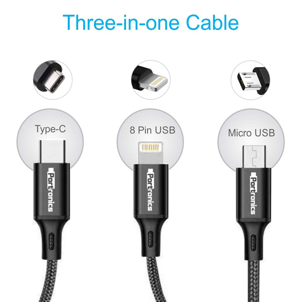 Portronics Konnect Trio Plus 3-in-1 Multi-Functional Cable