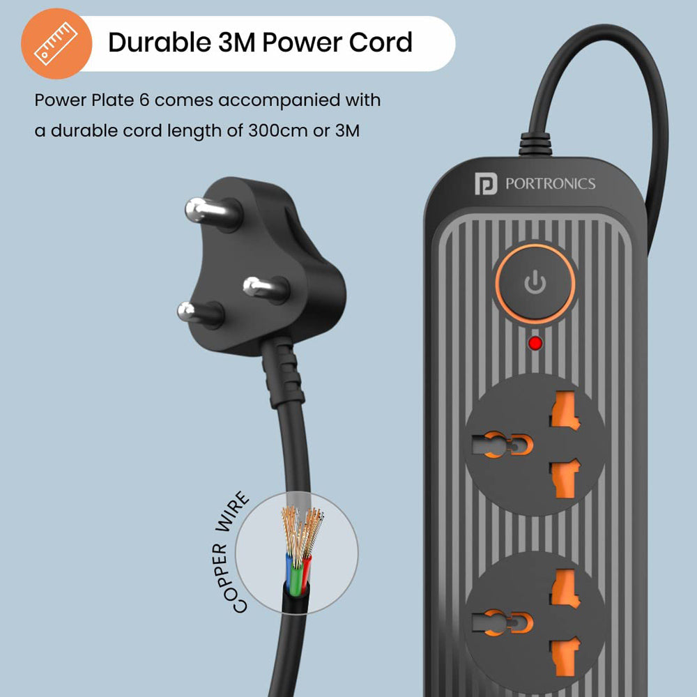 Portronics Power Plate 6 Power Converter with Short Circuit Protection